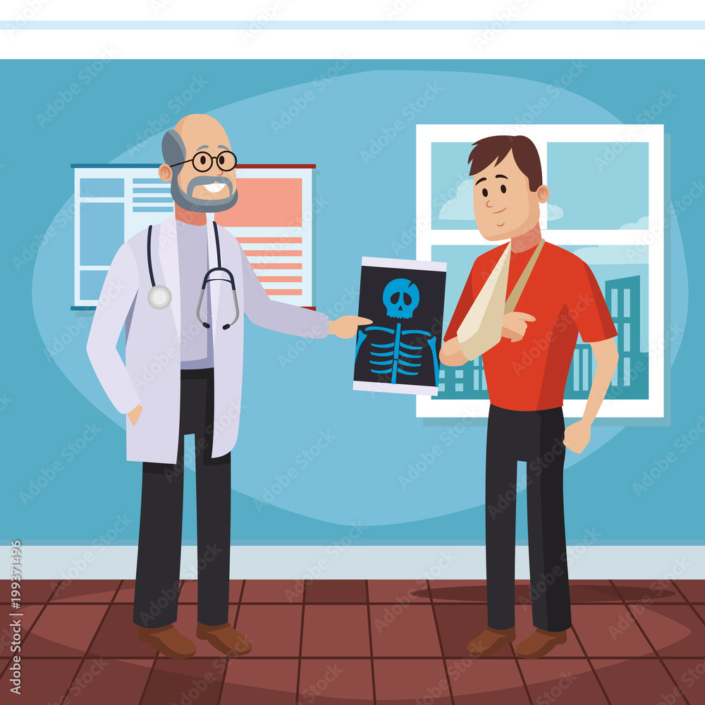 Doctors office cartoon with patient vector illustration graphic design Doctors office cartoon with patient vector illustration graphic design