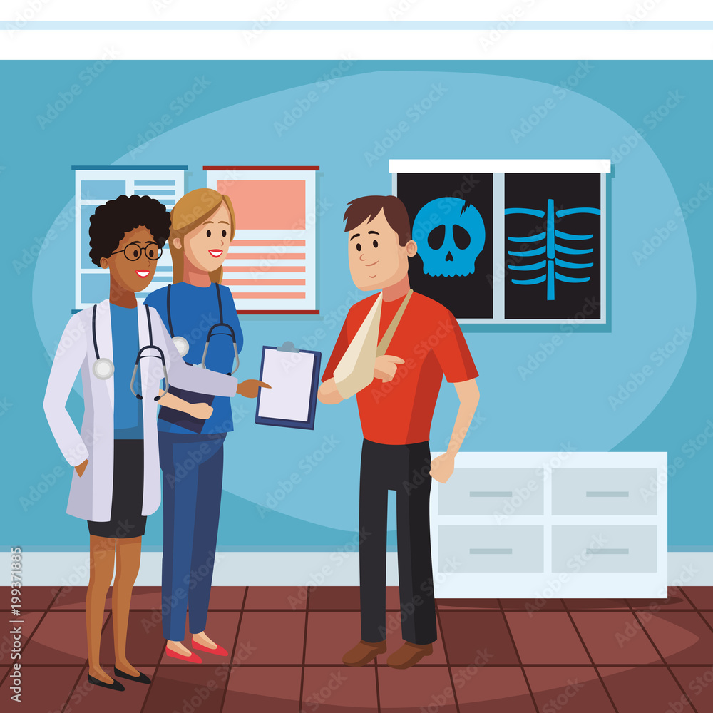 Doctors office cartoon with patient vector illustration graphic design Doctors office cartoon with patient vector illustration graphic design