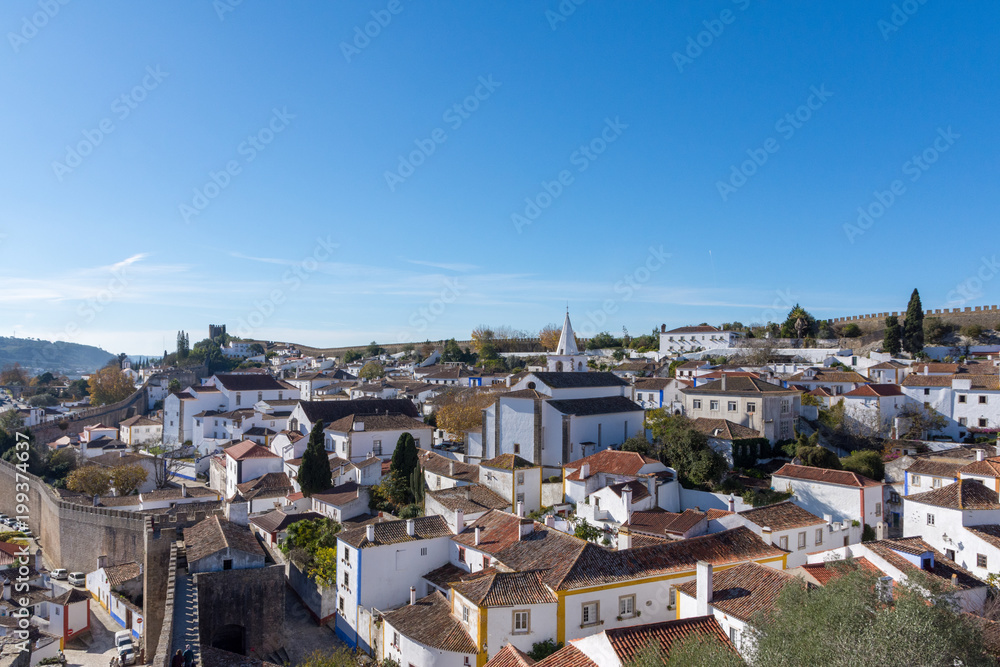 Obidos, Portugal. December 2, 2017. Urban scene of the small town of Obidos, in the interior of Portugal.