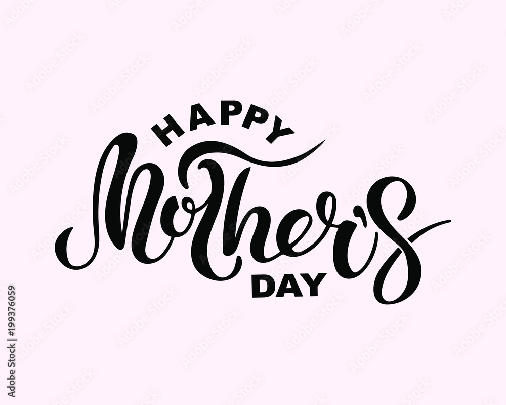 Happy Mother's Day text isolated on background. Hand drawn lettering Mother as Mother's day logo, badge, icon. Template for Happy Mother's day, invitation, greeting card, web, postcard.