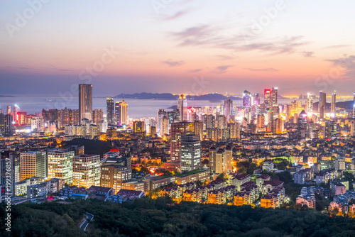 A bird s eye view of the beautiful city scene of the coastal city of Qingdao