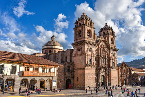 March 30, 2018 - Cusco, Peru: Plaza de Armas and Church of the Society of Jesus or Iglesia de la Compania de Jesus