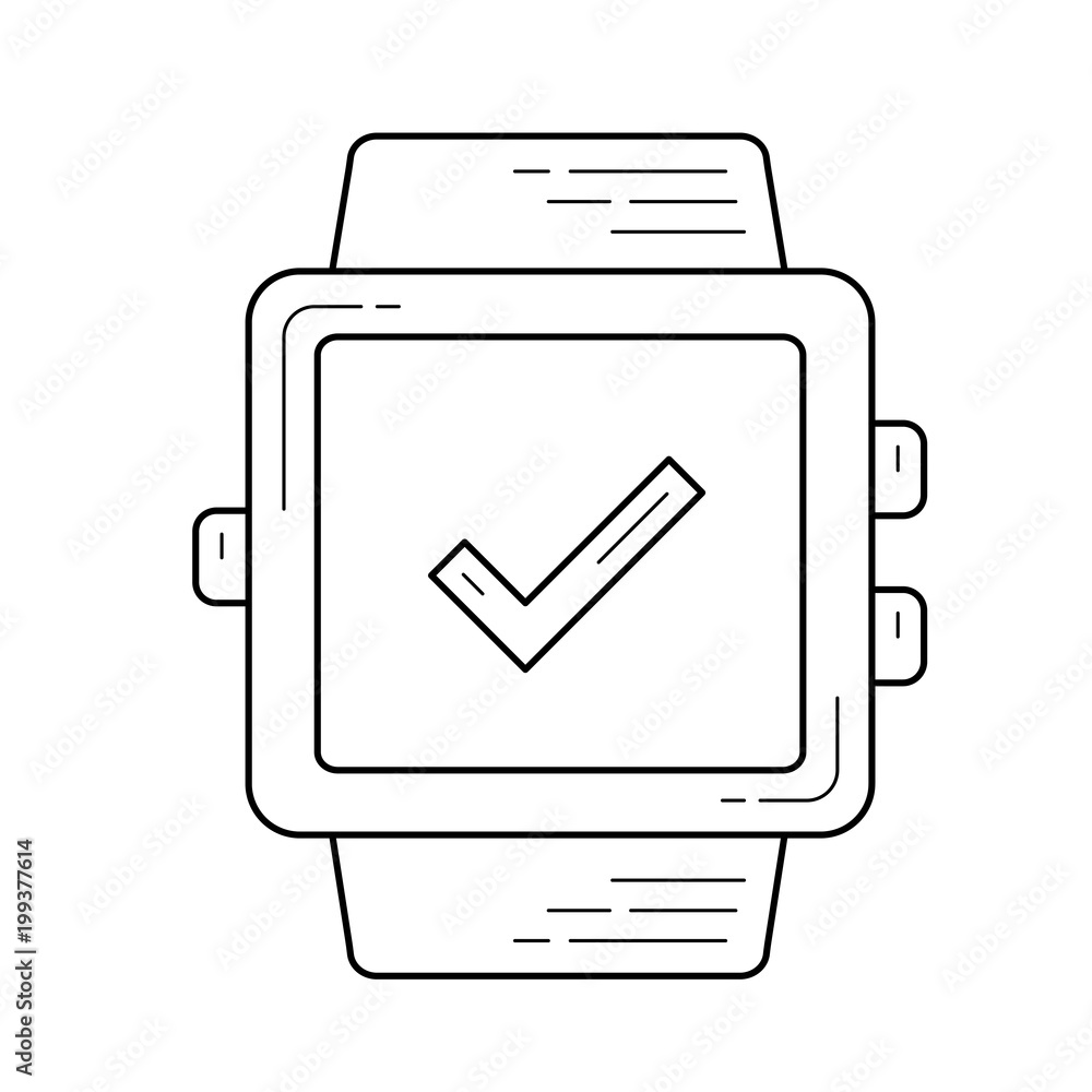 Wearable technology vector line icon isolated on white background. Smartwatch technology line icon for infographic, website or app. Wearable technology vector line icon isolated on white background. Smartwatch technology line icon for infographic, website or app.
