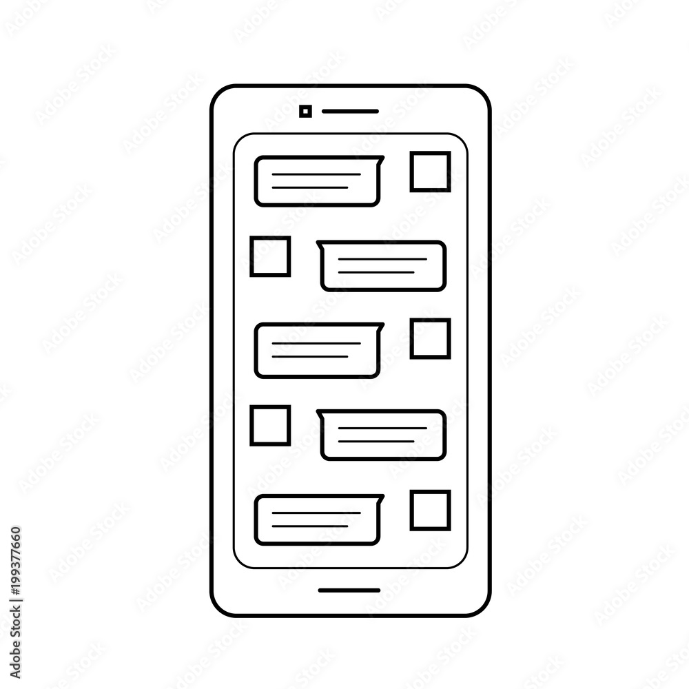 Mobile sms vector line icon isolated on white background Mobile sms vector line icon isolated on white background