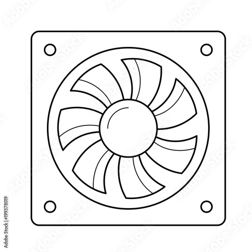 Computer air fan vector line icon isolated on white background. Air fan of computer line icon for infographic, website or app.
