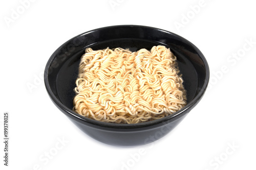 Intant noodles in bowl isolated on white background