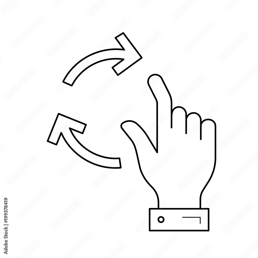 Turn to rotate vector line icon isolated on white background. Turn to rotate line icon for infographic, website or app. Turn to rotate vector line icon isolated on white background. Turn to rotate line icon for infographic, website or app.