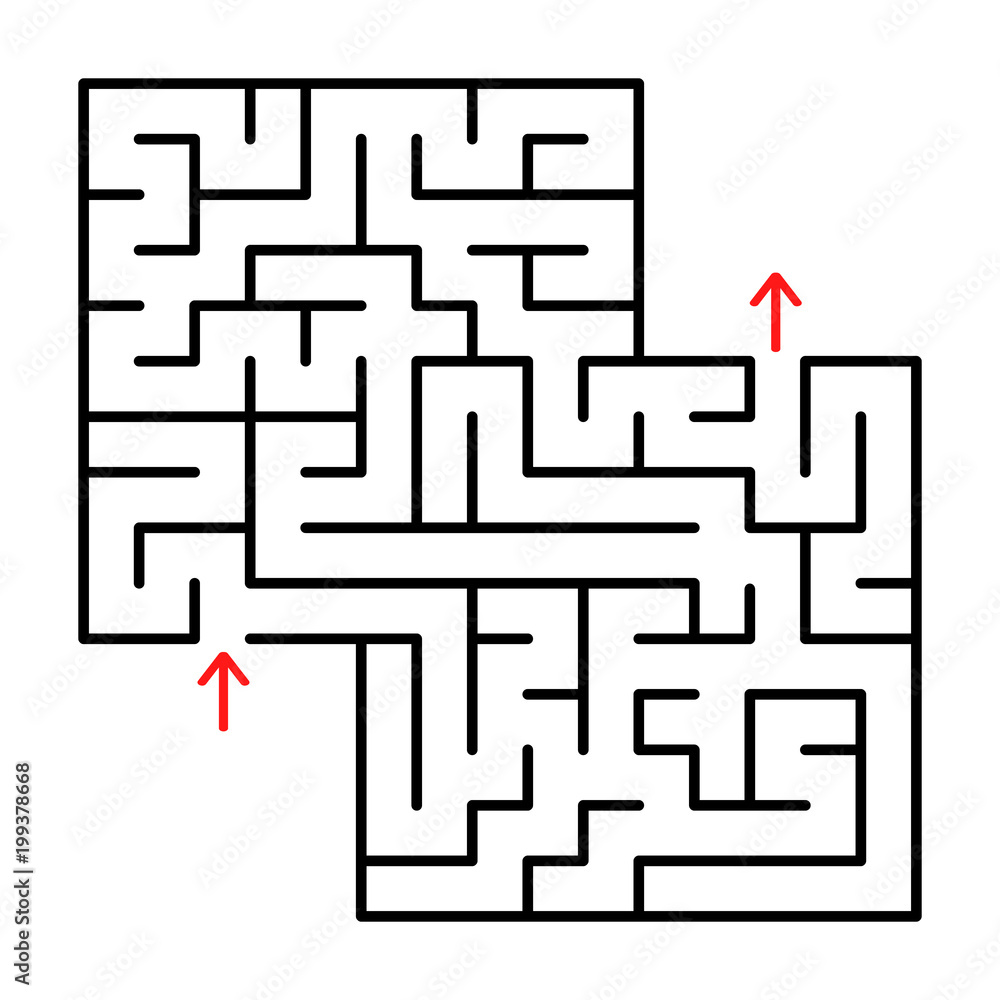 Abstract square isolated labyrinth. Black color on a white background. A useful game for young children. Simple flat vector illustration. With a place for your drawings Abstract square isolated labyrinth. Black color on a white background. A useful game for young children. Simple flat vector illustration. With a place for your drawings