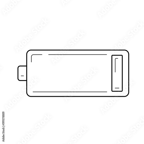 Low battery vector line icon isolated on white background. Low battery line icon for infographic, website or app.