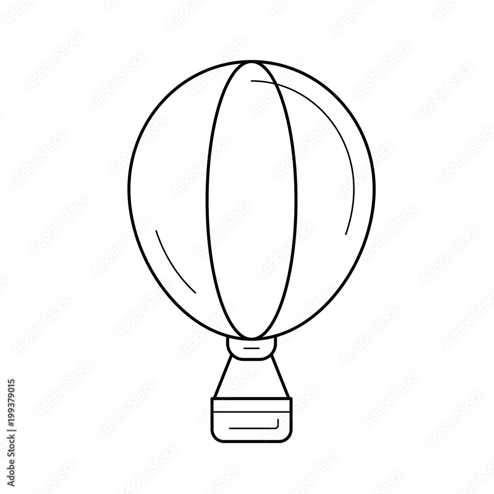 Hot air balloon vector line icon isolated on white background Hot air balloon vector line icon isolated on white background