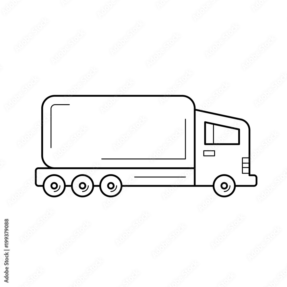 Semi-truck vector line icon isolated on white background. Delivery semi-truck line icon for infographic, website or app. Icon designed on a grid system. Semi-truck vector line icon isolated on white background. Delivery semi-truck line icon for infographic, website or app. Icon designed on a grid system.