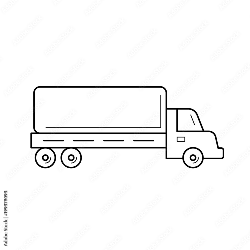 Lorry vector line icon isolated on white background. Lorry line icon for infographic, website or app. Icon designed on a grid system.