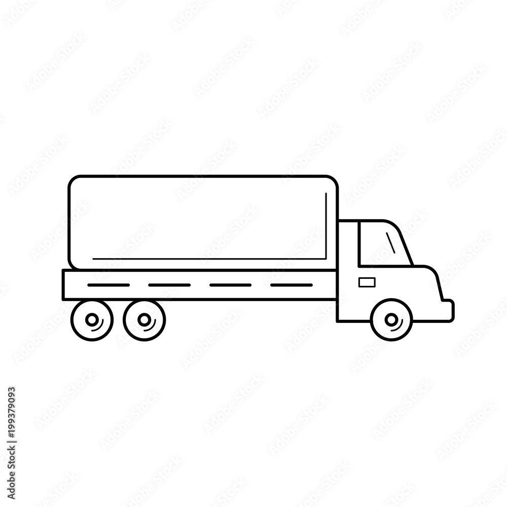 Lorry vector line icon isolated on white background. Lorry line icon for infographic, website or app. Icon designed on a grid system. Lorry vector line icon isolated on white background. Lorry line icon for infographic, website or app. Icon designed on a grid system.