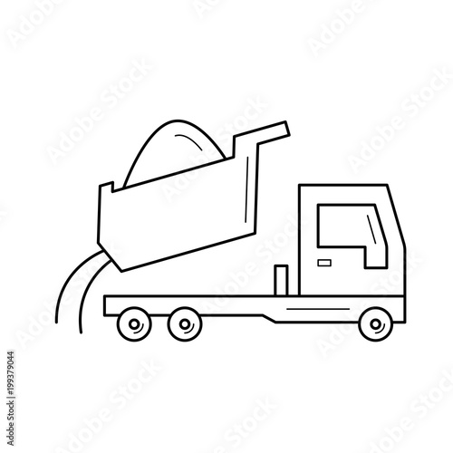 Dump truck vector line icon isolated on white background. Dump truck line icon for infographic, website or app. Icon designed on a grid system.