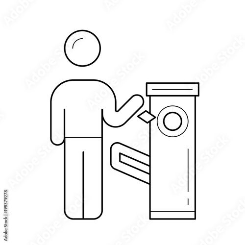 Turnstile vector line icon isolated on white background. Turnstile line icon for infographic, website or app. Icon designed on a grid system.