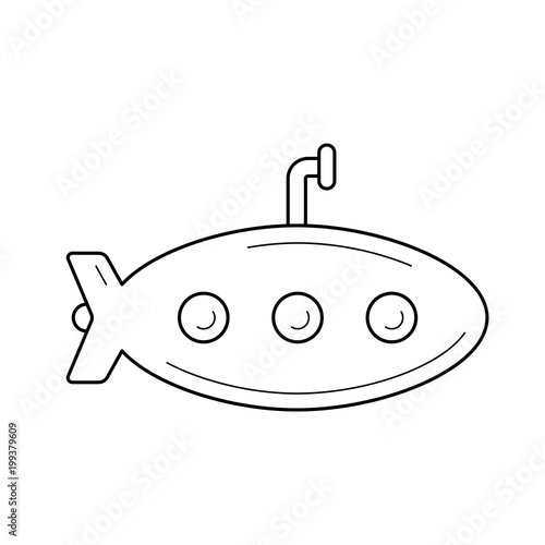 Submarine vector line icon isolated on white background. Submarine line icon for infographic, website or app. Icon designed on a grid system.