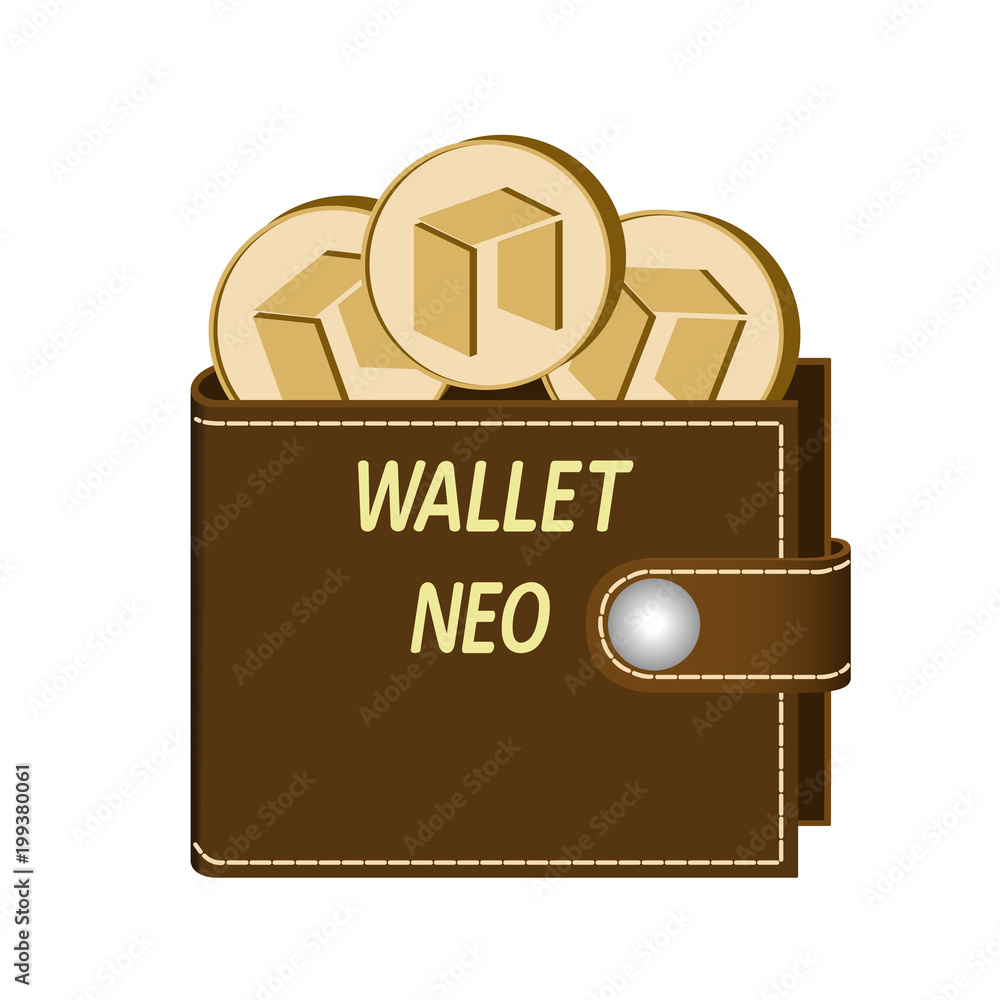 neo wallet with coins on a white background neo wallet with coins on a white background