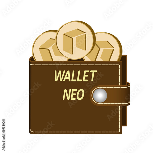 neo wallet with coins on a white background 