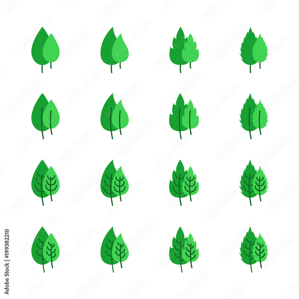leaf icons set. vector illustration. leaf icons set. vector illustration.