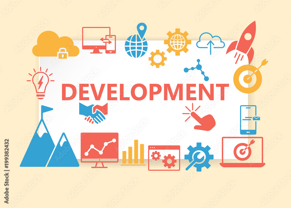 Development poster with icons set Development poster with icons set