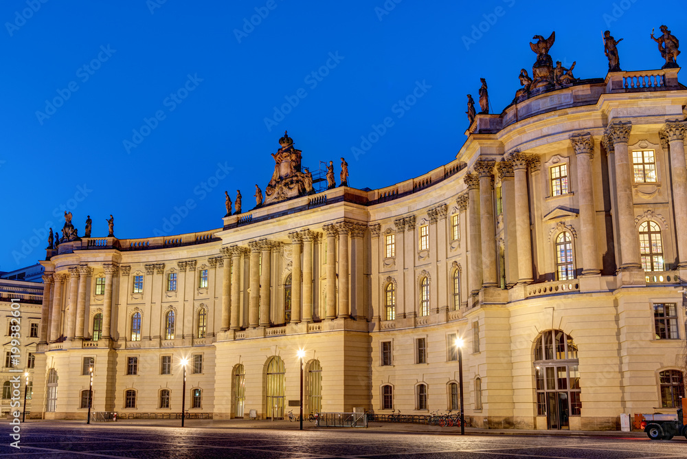 Old historic building at the Unter den Linden boulevard in Berlin at night