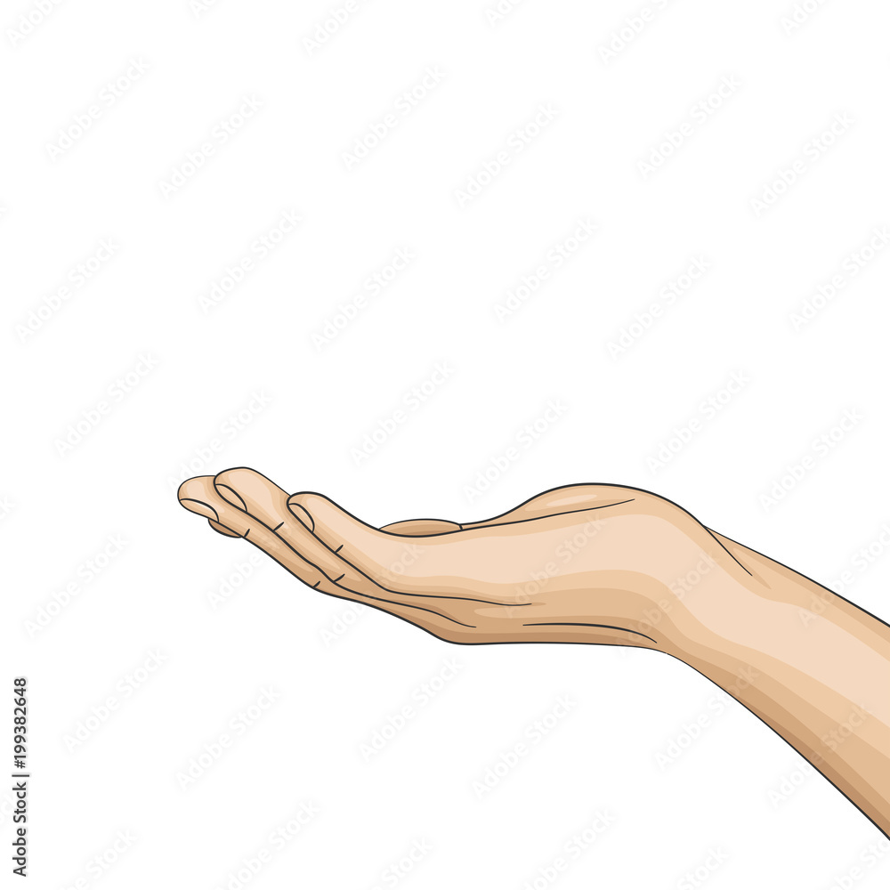 Hand turned the palm upward, open hand. Hand turned the palm upward, open hand.