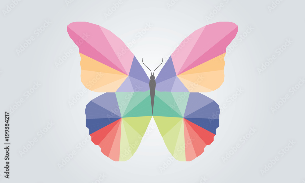 Obraz premium Regenbogen-Schmetterling Papercut Vektorgrafik 