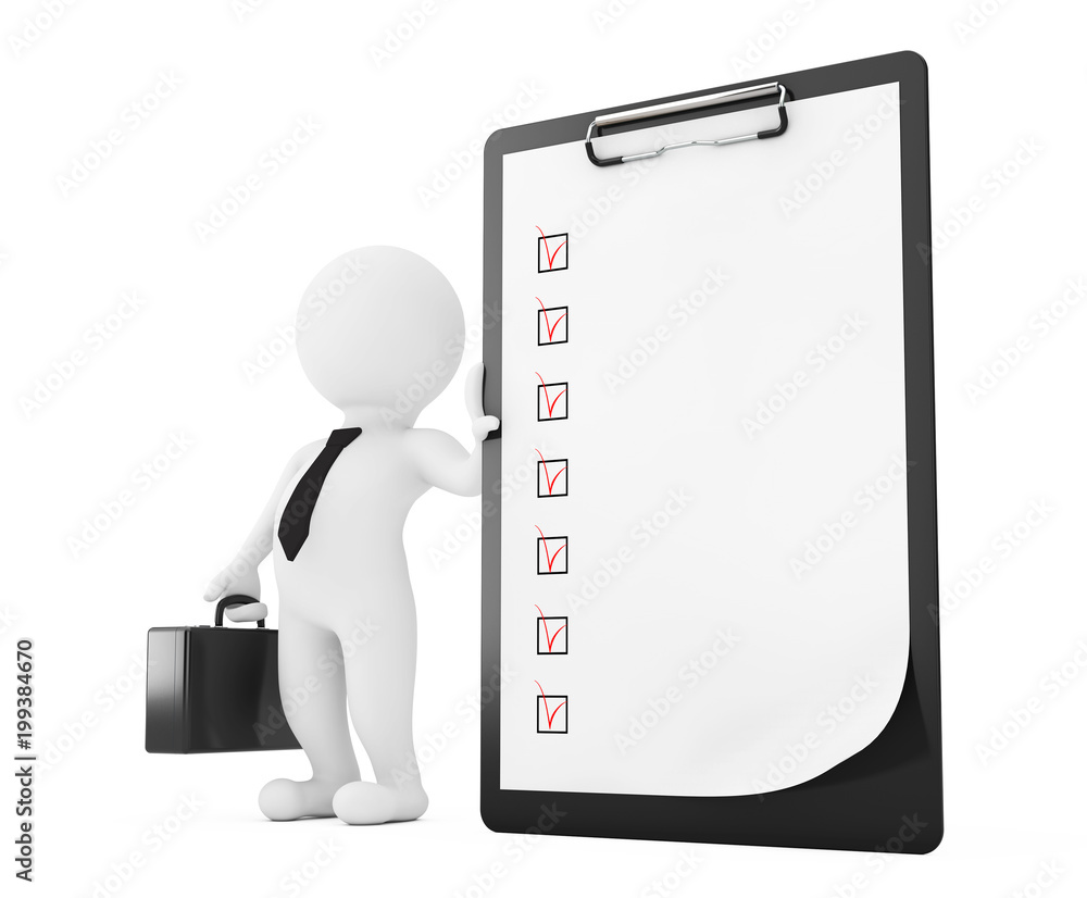 3d Person Businessman Holding Clipboard with Checklist. 3d Rendering 3d Person Businessman Holding Clipboard with Checklist. 3d Rendering
