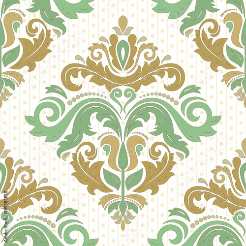 Classic seamless vector pattern. Damask orient colored ornament. Classic vintage background. Orient ornament for fabric  wallpaper and packaging