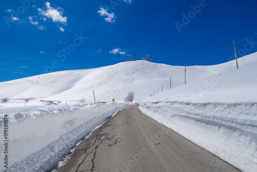 Rieti (Italy) - The summit of Monte Terminillo with snow. 2216 meters, Terminillo Mount is named the Mountain of Rome, located in Apennine range, central Italy