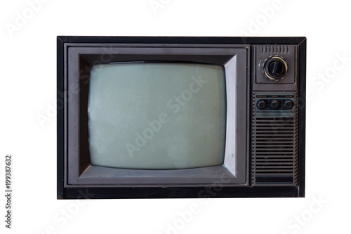 Isolated old television on white background