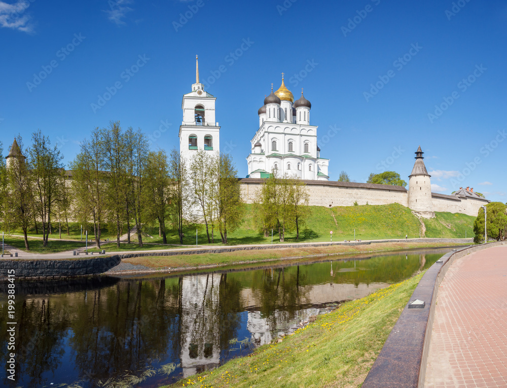 View of the Trinity Cathedral from the other side of the river in Pskov