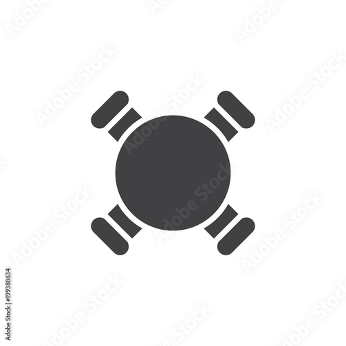Circle table and chairs top view vector icon. filled flat sign for mobile concept and web design. Furniture simple solid icon. Symbol, logo illustration. Pixel perfect vector graphics