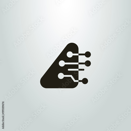 black and white abstract icon of a smooth cyber triangle