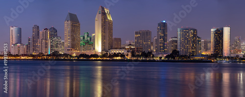 Downtown City of San Diego panorama, California USA at Dawn