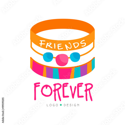 Abstract vector design with friendship bracelets. Friends forever. Colorful graphic element for greeting card, poster, print or logo of mobile app