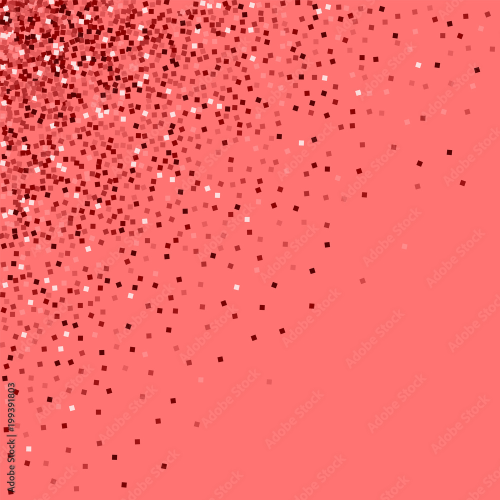 Red gold glitter. Scattered top left corner with red gold glitter on pink background. Interesting Vector illustration. Red gold glitter. Scattered top left corner with red gold glitter on pink background. Interesting Vector illustration.