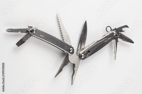 Folding iron pocket knife with tools. Pocket knife