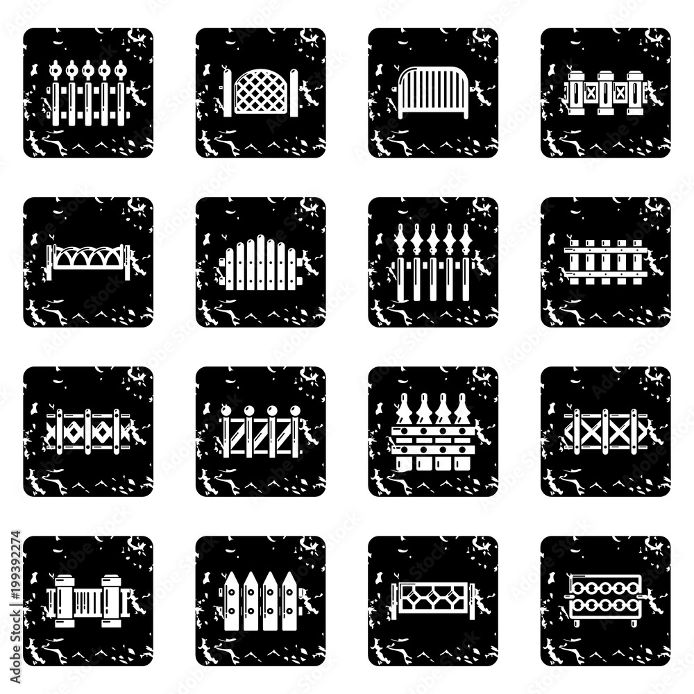 Different fencing icons set grunge vector Different fencing icons set grunge vector