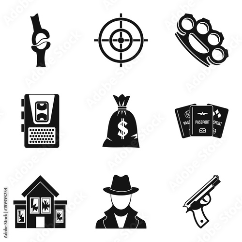 Violation icons set, simple style