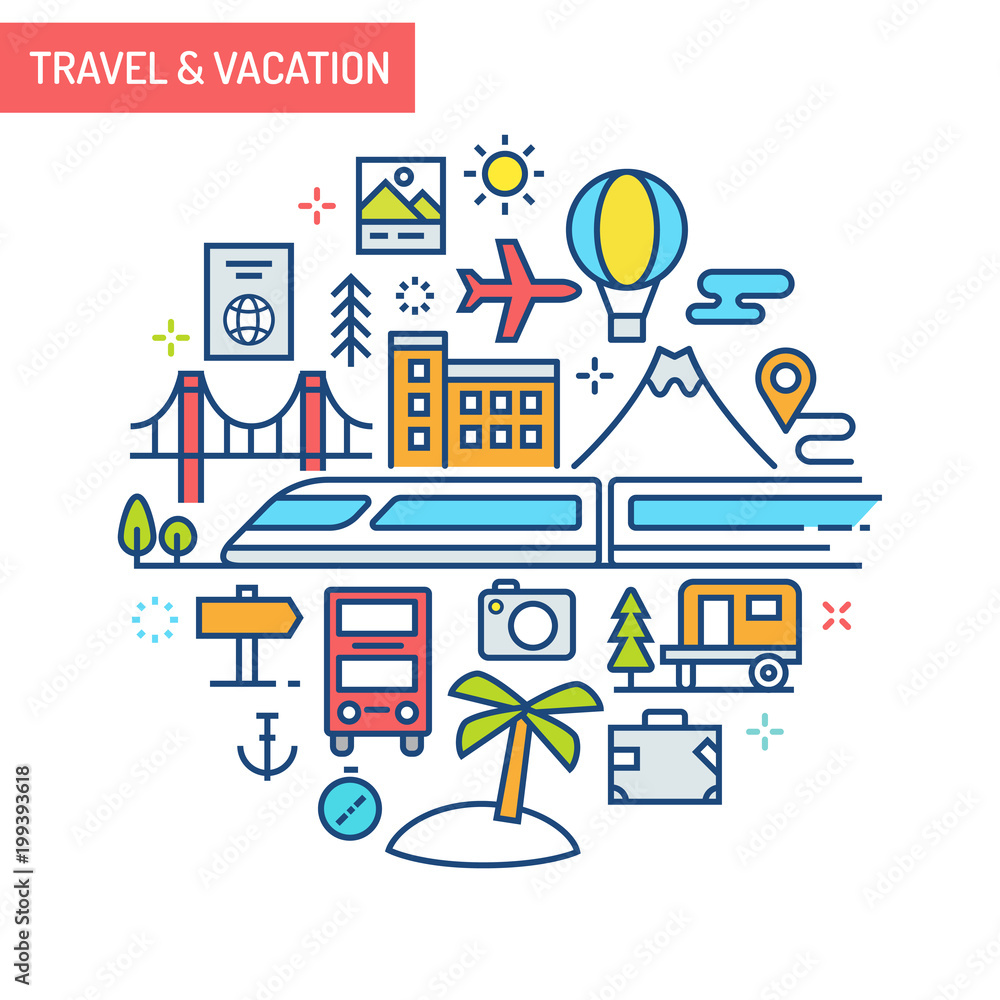 Travel & Vacation conceptual illustration