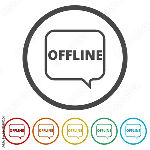 Offline sign, icon, button, 6 Colors Included