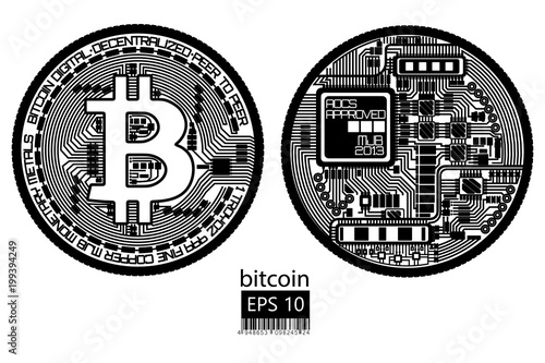 Bitcoin. Physical bit coin. Vector illustration.