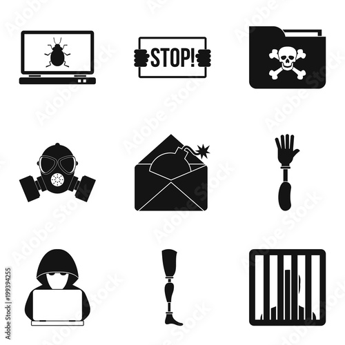 Seduction icons set, simple style