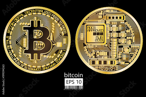 Bitcoin. Physical bit coin. Vector illustration.
