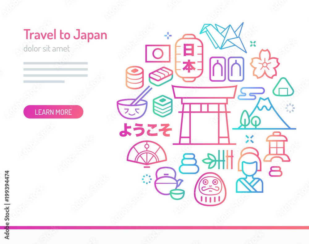 Travel to Japan Conceptual Illustration