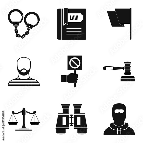 Molestation icons set, simple style