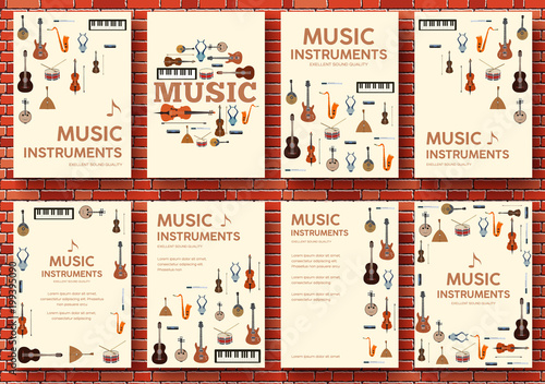 Festival music instruments circle infographics template concept. Vector flat with long shadow illustration background. Icons design for your product or web and mobile applications.