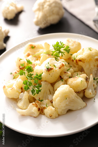 grilled cauliflower and herbs
