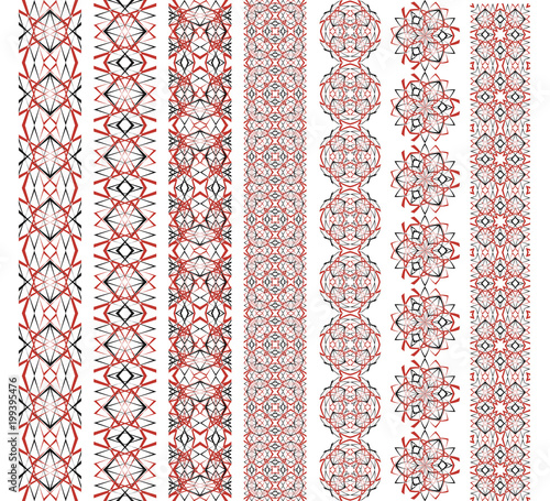 Decorative border lines. Vector abstract creative geometric ornamental seamless patterns.